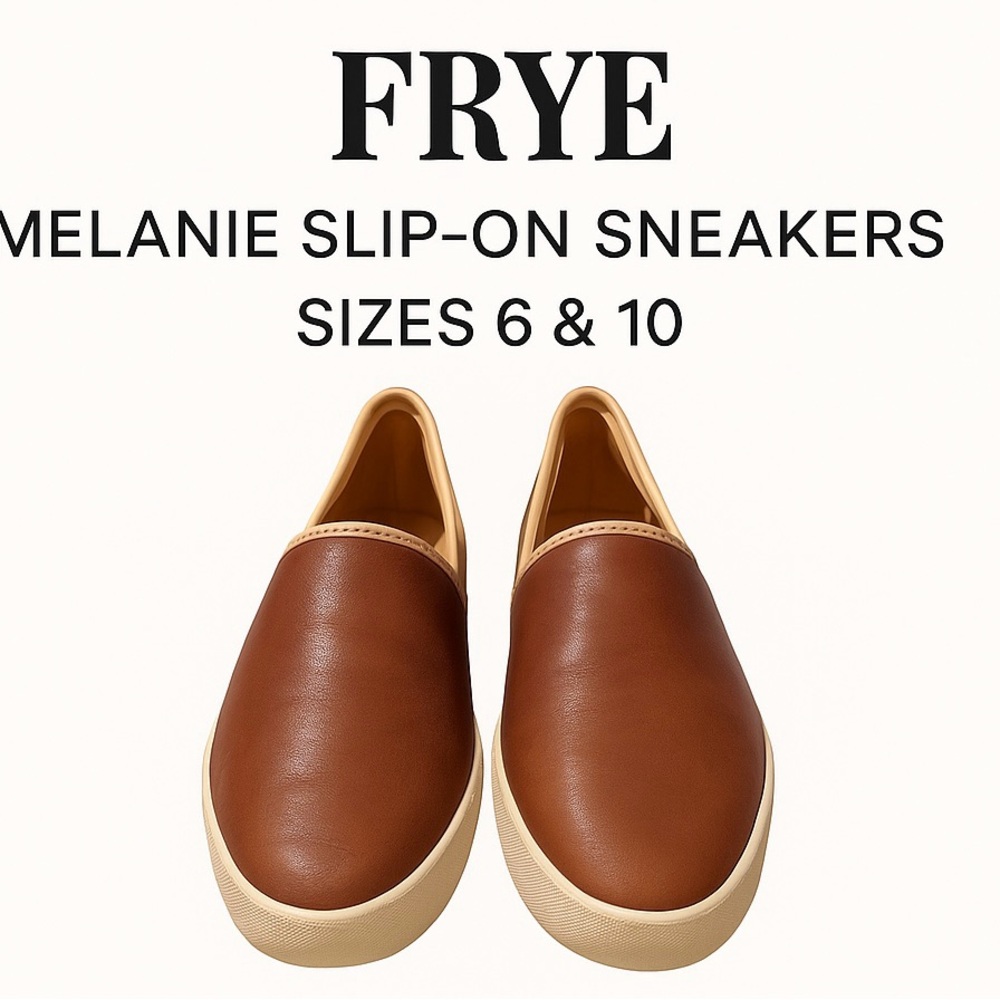 Frye Melanie Leather Slip-On Sneakers in Brown and Cream